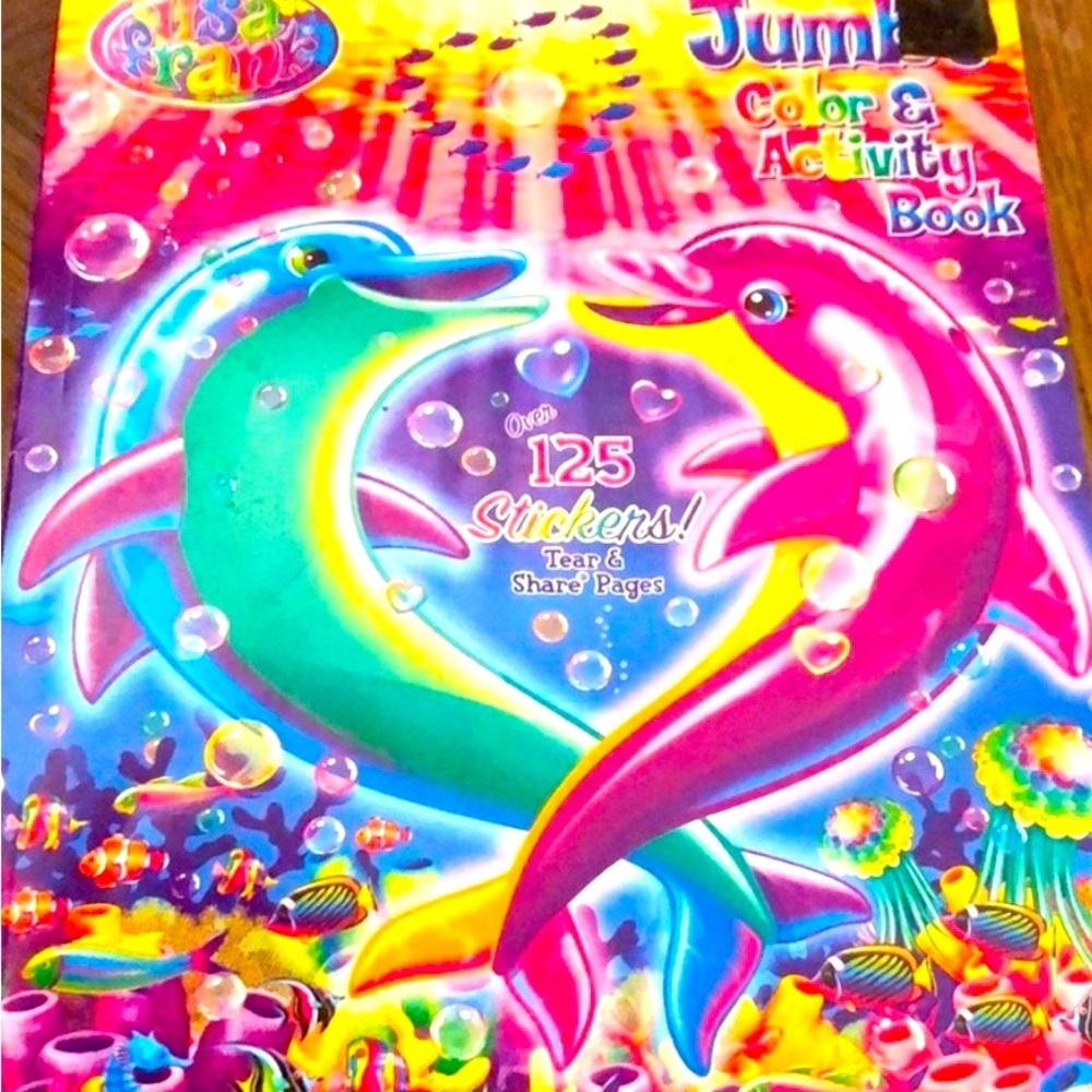 Lisa Frank Jumbo Coloring Book & Lisa Frank Stickers Dolphins Rare New